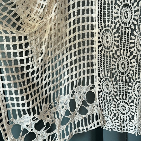 Woven Heart Ivory Crochet Swim Cover-Up/ sweater - Picture 7 of 7